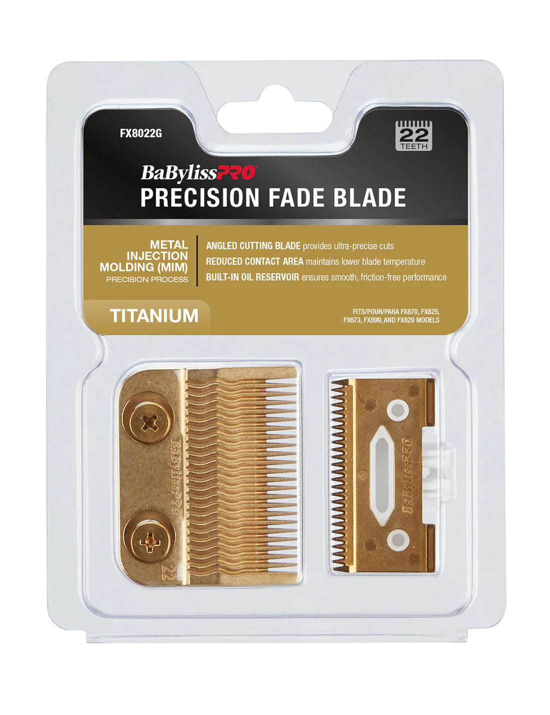 BaBylissPRO Gold Titanium Metal-Injection Molded Precision Fade Blade (FX8022G)